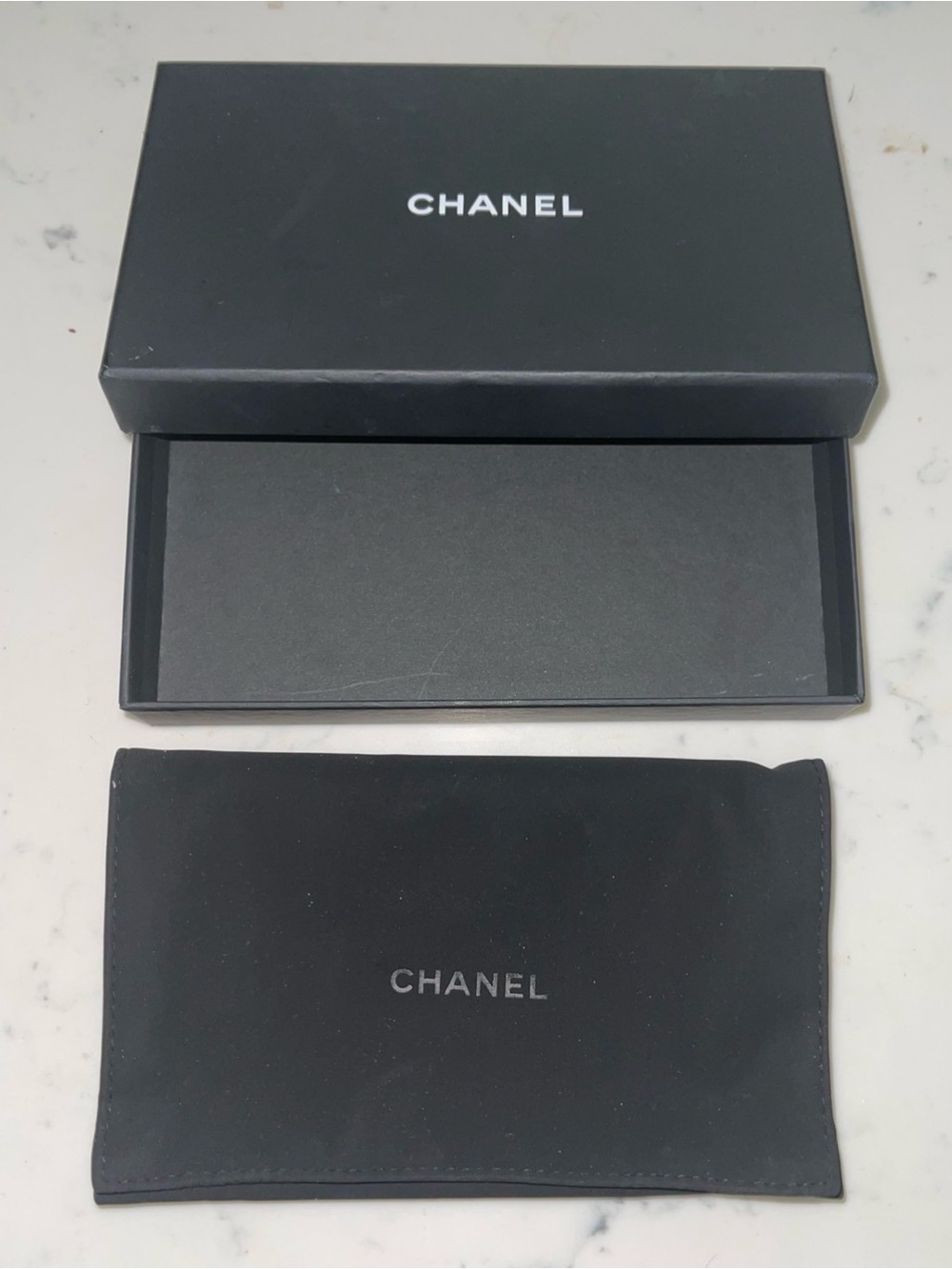 CHANEL Empty Storage Display Presentation Gift Box w Matching Soft Pouch